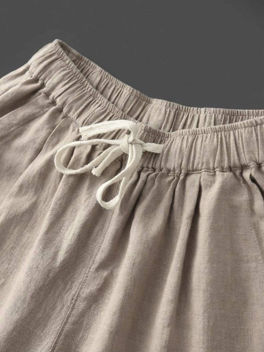 FJØRNA Felicity women's casual drawstring pants shown in a relaxed fit with a comfortable waistband and soft fabric.