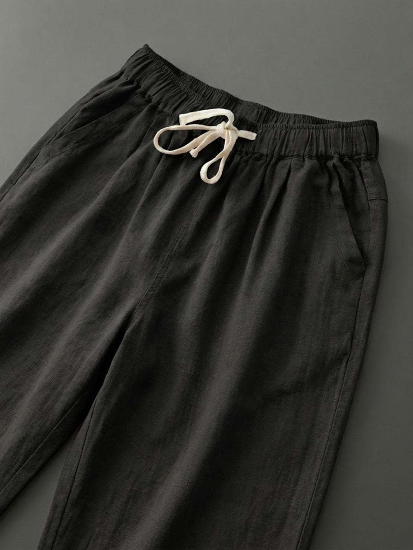 FJØRNA Felicity women's drawstring casual pants featuring a relaxed fit and comfortable fabric, shown in a full-length view.