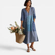 FJØRNA women's summer boho midi dress with floral pattern, flowing fabric, and relaxed fit, perfect for warm weather and casual wear.