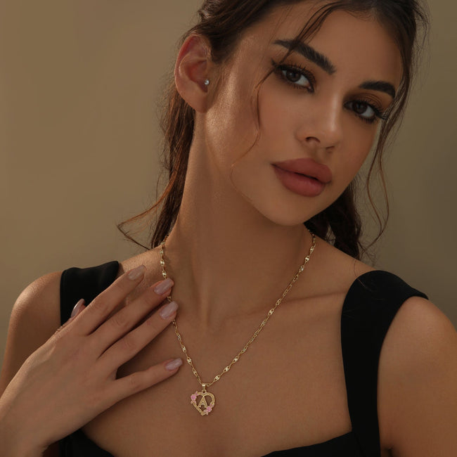 Fiona – Women’s Elegant Flower Initial Necklace | Personalized Charm 2