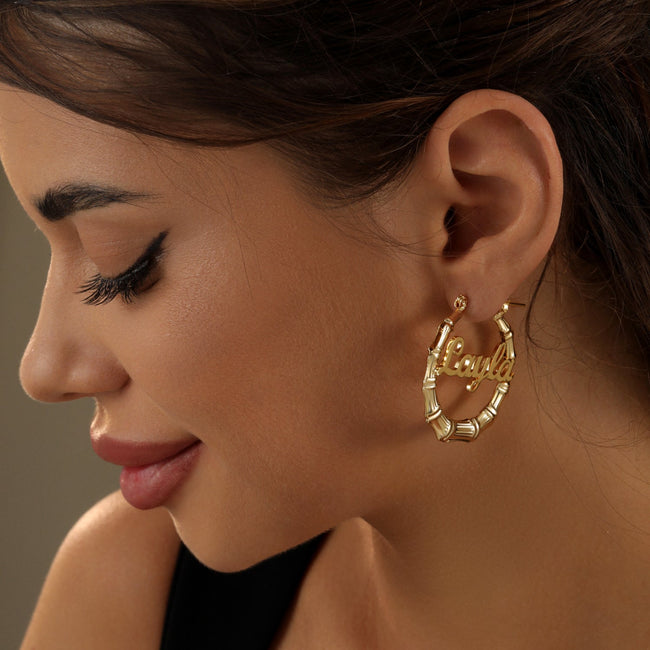 Ava – Women’s Gold Hoop Earrings | Personalized Charm 2