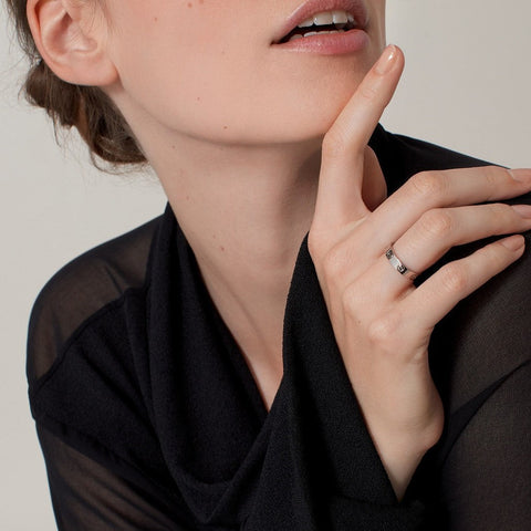 Silver Aria unisex ring by FJØRNA, zinc alloy accessory for women, featuring a sleek design in size one.