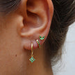 FJØRNA unisex piercing set with gold and green accessories, featuring stylish earrings and nose rings for women.