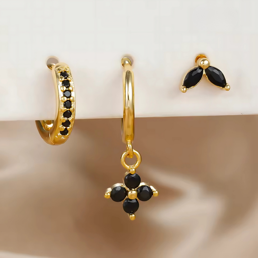 FJØRNA unisex piercing set with gold and green accents, women's accessories featuring stylish, comfortable all-day wear.