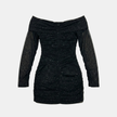 FJØRNA Ella women's black mini dress with sparkle mesh, size XS, featuring a stylish and fitted design for elegant occasions.