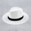 FJØRNA Carolous men's white handcrafted Panama hat with classic elegant style, perfect for sunny outdoor wear.