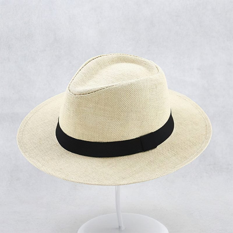 FJØRNA Carolous men's white Panama hat, handcrafted elegant classic style with a wide brim and comfortable fit.