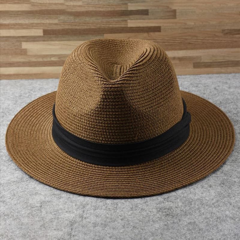 FJØRNA Carolous men's handcrafted classic Panama hat in white, featuring a wide brim and elegant design.