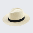 FJØRNA Carolous men's white handcrafted classic Panama hat with a wide brim, stylish and elegant for warm weather.