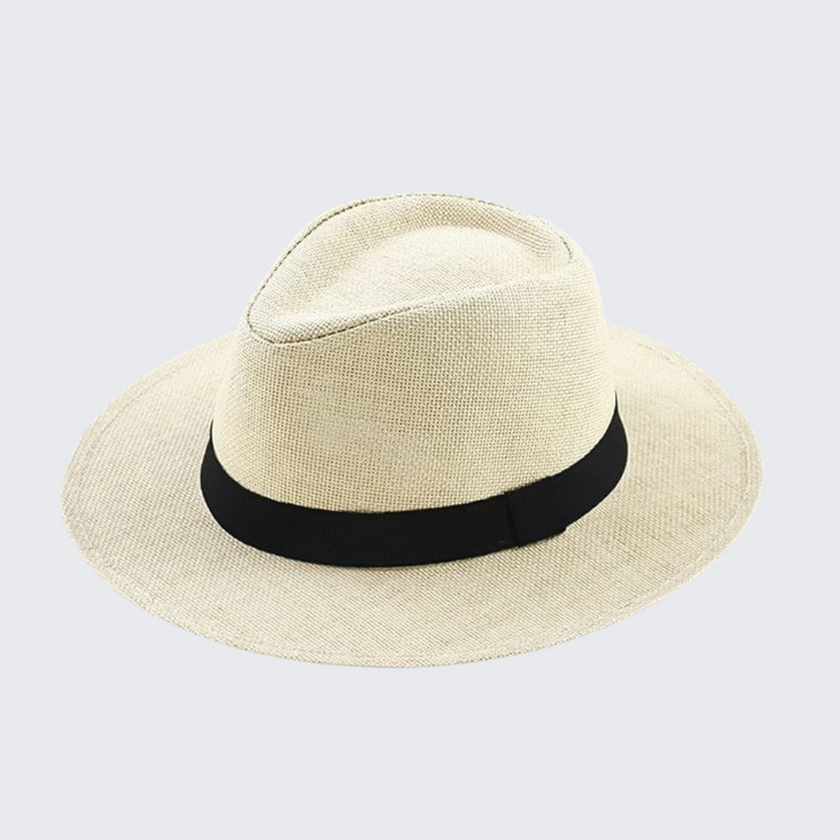 FJØRNA Carolous men's white handcrafted classic Panama hat with a wide brim, stylish and elegant for warm weather.