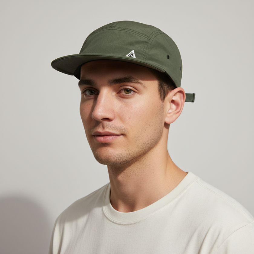 Men's black FJØRNA adjustable and packable baseball cap, stylish men's hat with a curved brim and comfortable fit.