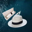 Unisex handmade Panama hat by FJØRNA in white with a classic design, suitable for men, size 52-54.5 cm.