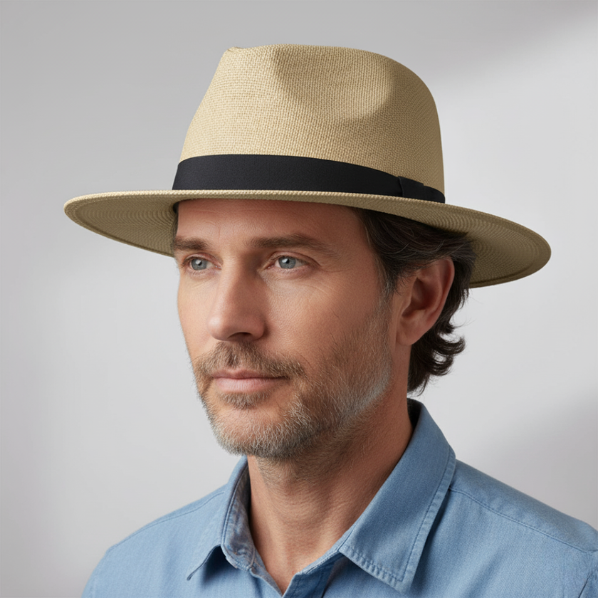 Unisex handmade Panama hat by FJØRNA, white with a classic design, suitable for men, featuring a 52-54.5 cm brim size.