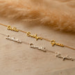FJØRNA personalized gold unisex necklace with two custom names, 14-inch chain, delicate jewelry for men and women