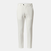 White FJØRNA men's linen trousers with a relaxed fit, shown on a model, featuring a casual and comfortable style.