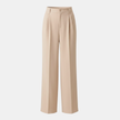 Beige high-waist wide-leg tailored pants for women by FJØRNA, showcasing a stylish and comfortable fit.