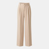 Beige high-waist wide-leg tailored pants for women by FJØRNA, showcasing a stylish and comfortable fit.