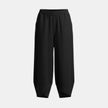 Black FJØRNA women's wide-leg pants with elastic waist, loose cotton fabric, comfortable and stylish for casual wear.
