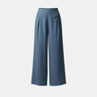 FJØRNA Liam women’s high waist wide-leg pants in yellow cotton linen with pockets, stylish and comfortable for casual wear