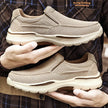 Blue FJØRNA men's orthopedic slip-on loafers made from breathable canvas, designed for comfortable everyday wear.