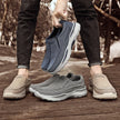 Blue canvas men's loafers by FJØRNA, orthopedic slip-on shoes with breathable fabric and comfortable design.