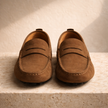 Brown FJØRNA men's loafers, casual Italian shoes with sleek design and slip-on style, suitable for everyday wear.