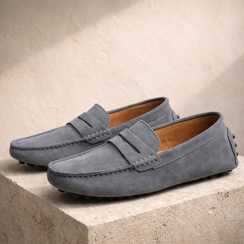 Brown men's loafers by FJØRNA, stylish Italian casual shoes with a sleek design and comfortable fit.