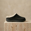 FJØRNA men's grey slip-on slippers with soft, cozy fabric and cushioned soles for comfortable indoor wear