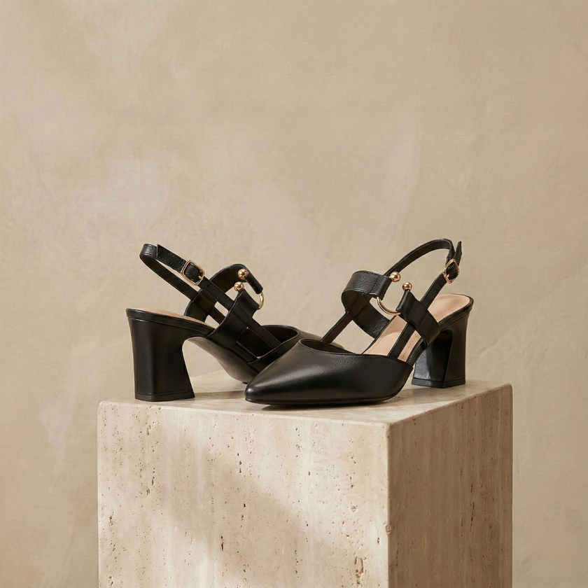 Red FJØRNA women's orthopedic heels with a sleek design and comfortable sole, perfect for stylish support and everyday wear.