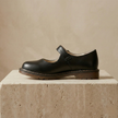 FJØRNA Nina Vintage Leather Mary Jane shoes for women in brown with strap and comfortable sole, classic leather footwear.