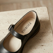 FJØRNA Nina vintage leather Mary Jane shoes for women with a strap and comfortable sole in brown.