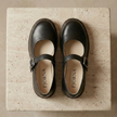 FJØRNA Nina vintage leather Mary Jane shoes for women with classic design, strap, and comfortable sole in brown leather.