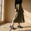 FJØRNA Nina vintage leather Mary Jane shoes for women, brown classic leather footwear with strap and comfortable sole.