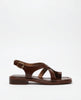 FJØRNA women's Italian leather sandals with adjustable straps, showcasing cross-strap design on a white background.
