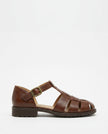 FJØRNA women's Italian leather sandals with adjustable straps, featuring a stylish design on a white studio background.