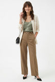 FJØRNA women's wool wide-leg high-waist trousers displayed on a model, showcasing a stylish and comfortable pants fit.
