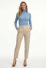 FJØRNA wool blend women's high waist tapered trousers, showing a stylish fit and classic design in a natural pose.