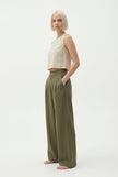 FJØRNA women's knit wide-leg trousers with elastic waist, showcasing a comfortable and stylish pant design.