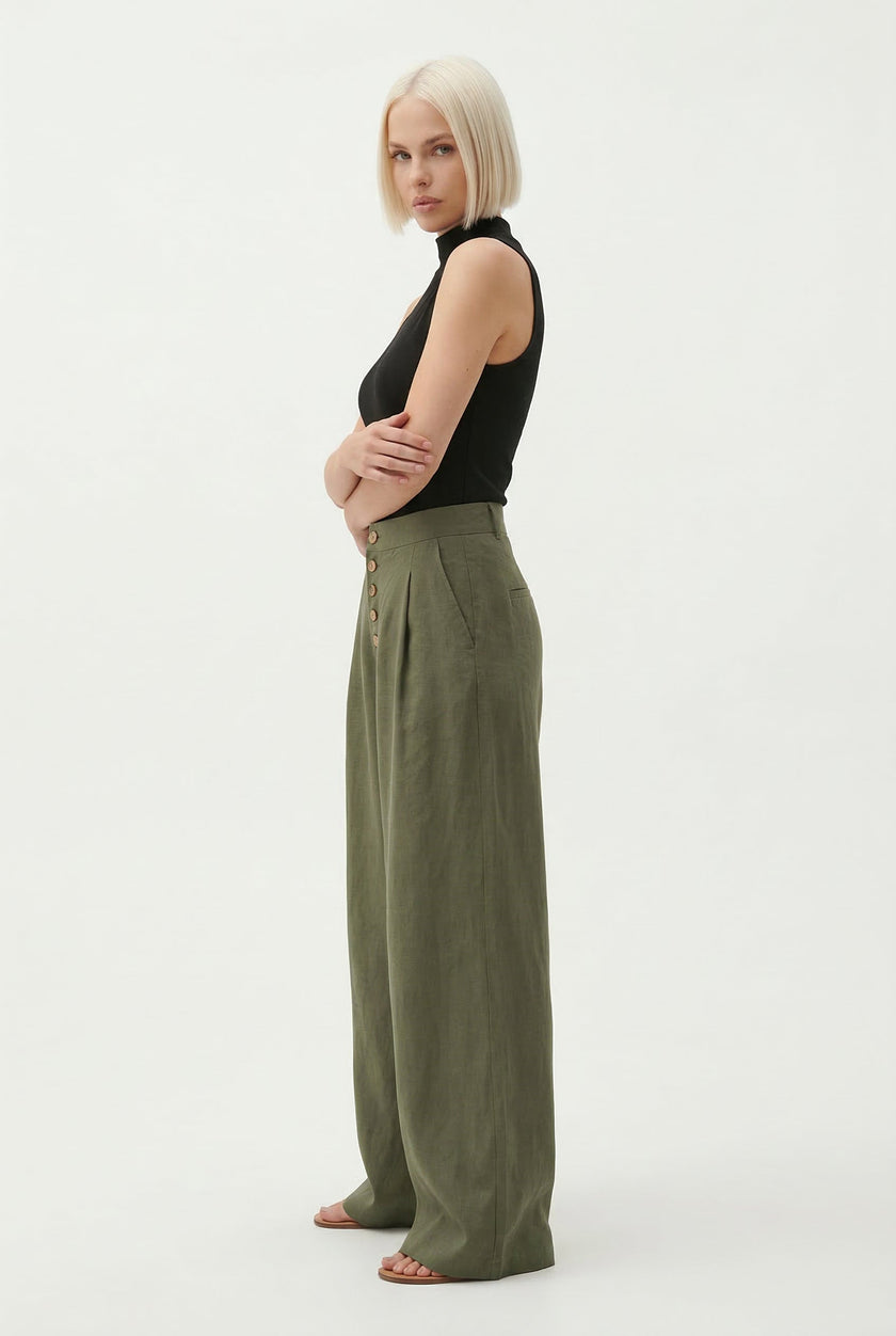 Knit Wide Leg Trousers Women Elastic Waist