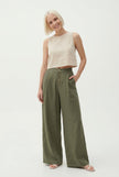 Women’s knit wide-leg trousers with elastic waist, stylish FJØRNA pants perfect for casual or chic outfits.