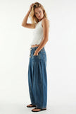 Cotton Jeans Women Wide Leg Drawstring