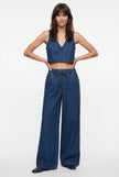 Denim Jeans Women Wide Leg Drawstring