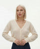 FJØRNA women's long sleeve mohair cardigan, soft and cozy top with a relaxed fit, displayed on a neutral background.