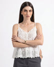 FJØRNA women's lace cami top featuring delicate trim, lightweight fabric, and a stylish fit perfect for casual or dressy occasions.