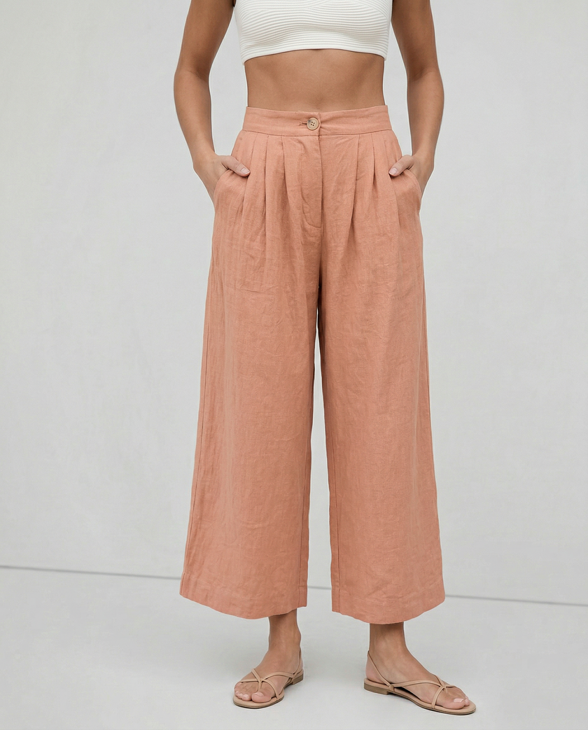 Linen Culotte Trousers Women