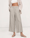 Linen Wide Leg Trousers Women Drawstring Pull-On