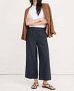 Linen Wide Leg Trousers Women Drawstring Pull-On