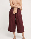 Linen Wide Leg Trousers Women Drawstring Pull-On
