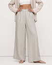 Linen Wide Leg Trousers Women Drawstring Pull-On
