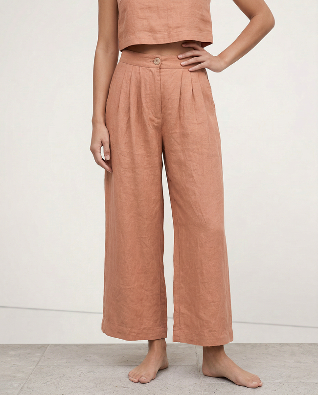 Linen Culotte Trousers Women